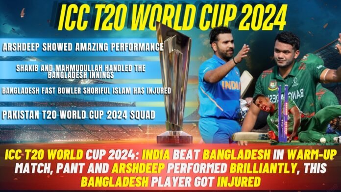 ndia vs Bangladesh T20 World Cup 2024 warm-up match action.